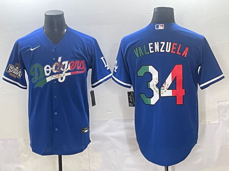 Men 2025 Los Angeles Dodgers #34 Valenzuela Blue Nike MLB Jersey style 7156